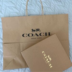 Coach Tan Box with Gold Logo and bag